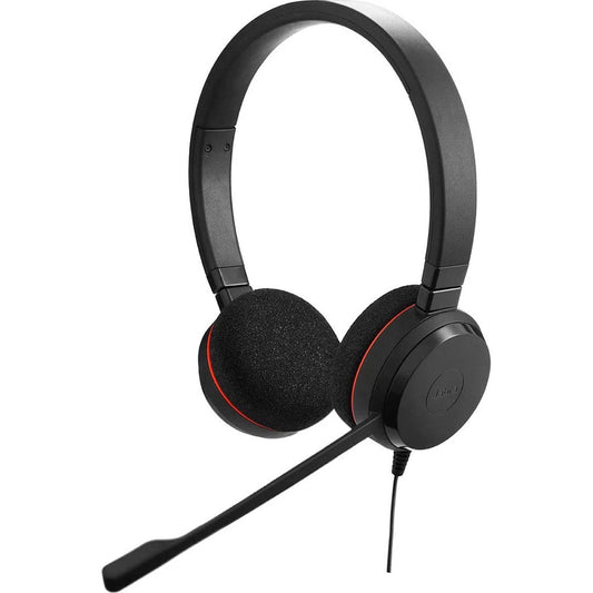 Jabra Evolve 20 Wired Headset - Dual Ear Stereo Headset for Office and Work from Home - Call Control - MS Teams Certified - USB-A Connectivity - Black (Refurbished)