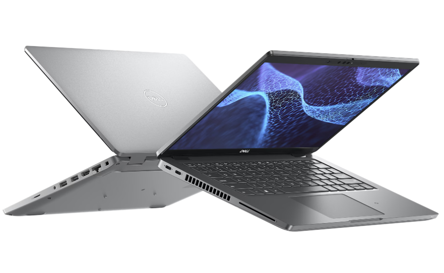 Two open laptops on a white background