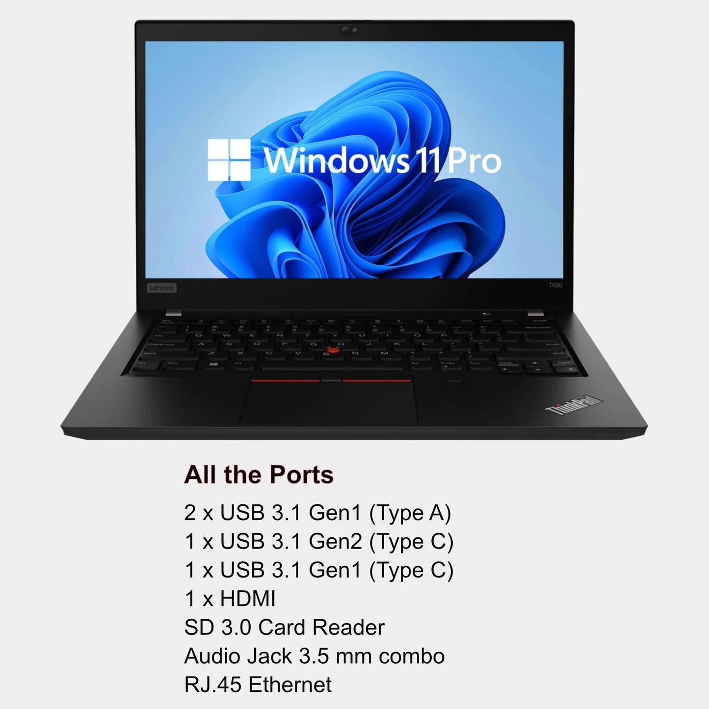 Lenovo ThinkPad T490 14" Touchscreen Laptop, Intel Core i7, 32GB RAM, 512GB SSD, Win11 Pro. (Refurbished)